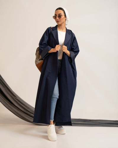 عباية سفر كتان اوفر سايز - كحلي