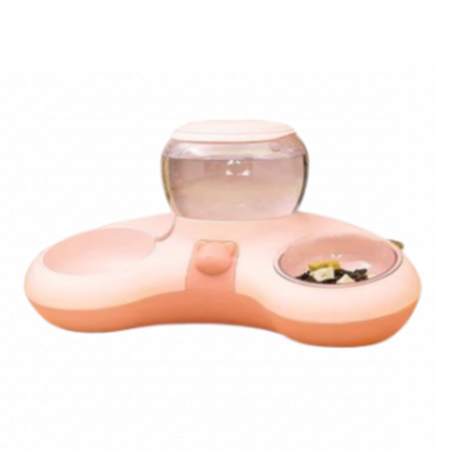 موزع اوتوماتيكي لطعام و شراب للقطط والجراء - لون ز...