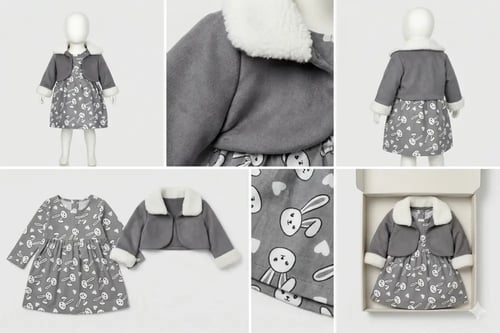 فستان بناتي شتوي "إليغانس" قطعتين - فستان منقوش مع...