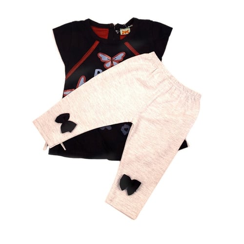 طقم بناتي صيفي "فراشة أوربان" قطعتين - تيشيرت مزين...