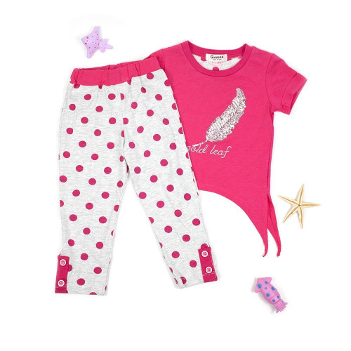 طقم أطفال صيفي قطعتين "ريشة الأناقة" - بلوزة مزينة...