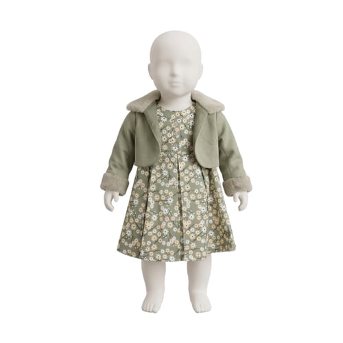 فستان بناتي شتوي "إليغانس" قطعتين - فستان منقوش مع...