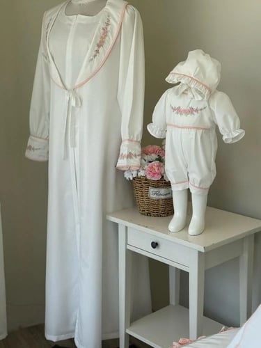 روب استقبال مطرز A-05 الوردي