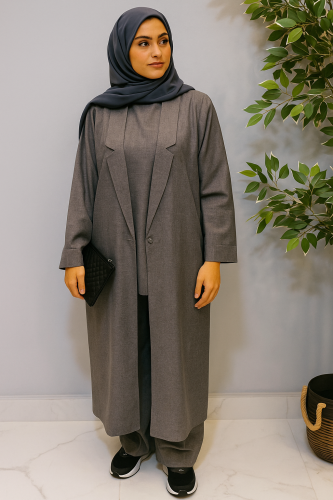 بدلة قميص +بنطلون + توب حفر