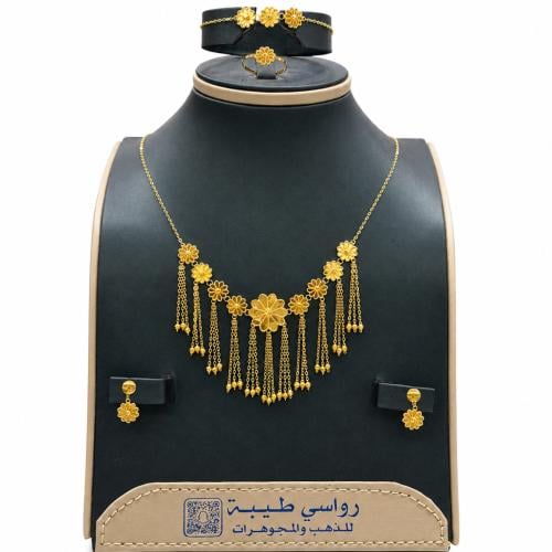طقم الوردات ذهب عيار 21k