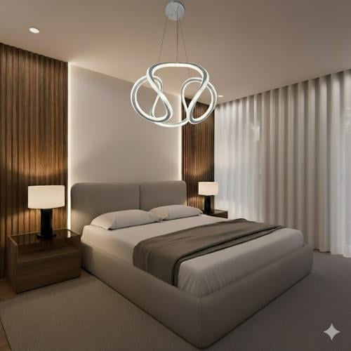 ثريا ابيض مودرن ثلاث الوان