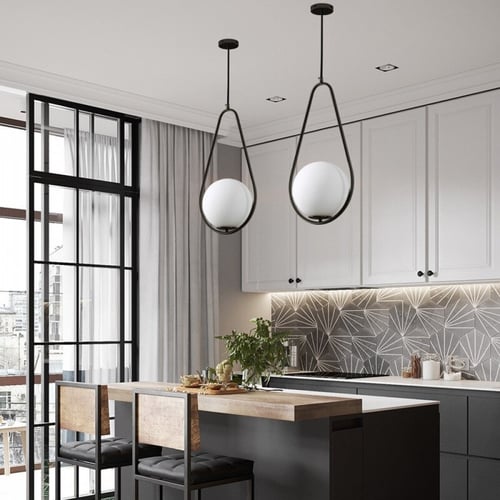 معلقه ديكور اسود بيضاوي مع سلك طول 2 متر