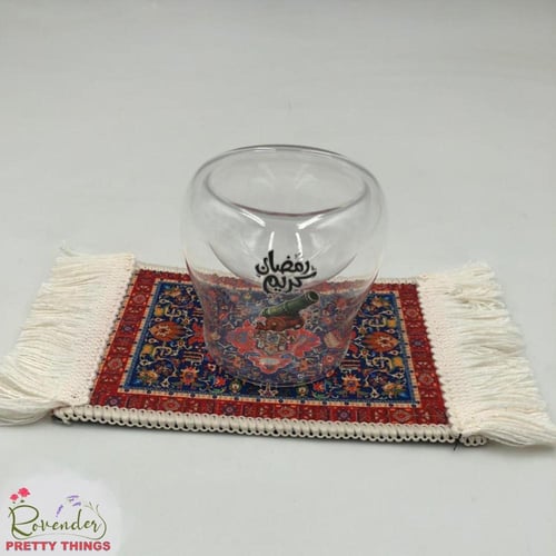 فنجان قهوة سعودي (double glass) + كوستر قماش