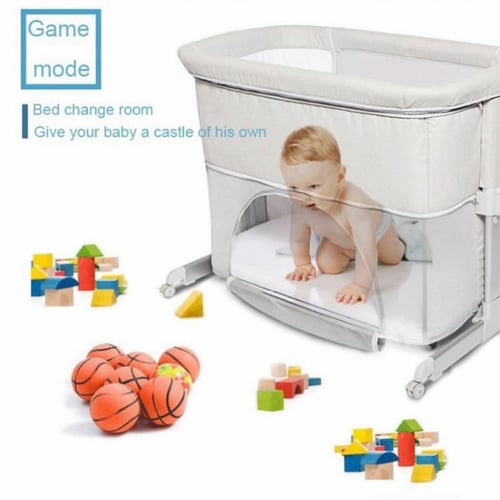 السرير الملاصق لسرير الأم( لون رمادي)