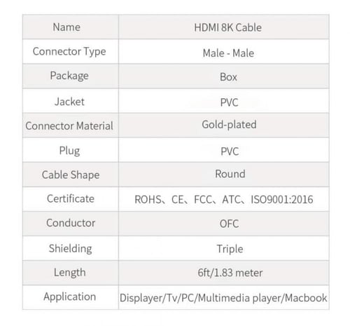 كيبل اتش دي ام آي اصدار Cable HDMI 2.1V 8K