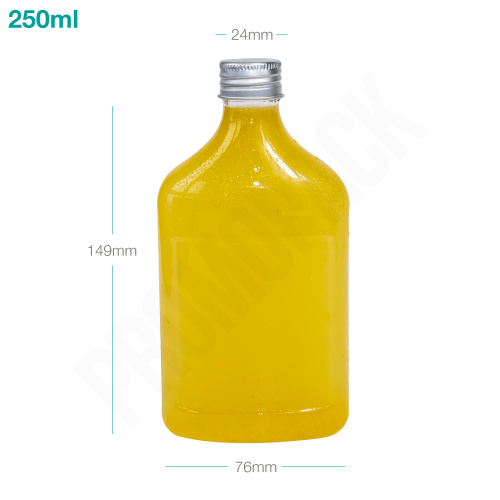 قارورة بلاستيك 250 ملم بغطاء المنيوم فضي