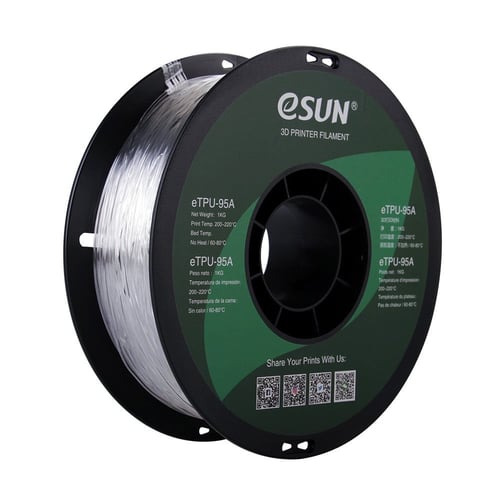 eSUN eTPU-95A (Clear) 3D Filament 1.75Ø, 1kg
