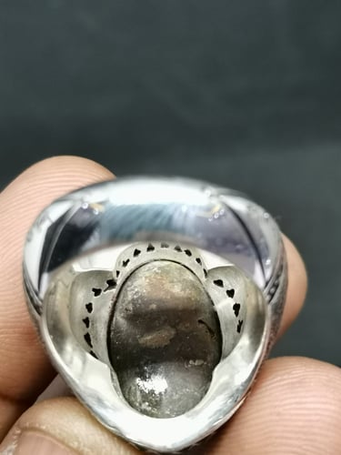 عخاتم الفضة بحجر فيروز نيشابوري ايراني قلمزني بصيا...