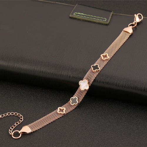 سوار كليف وردة كلوفر بتصميم شبك وردات مفرغة ورادت...