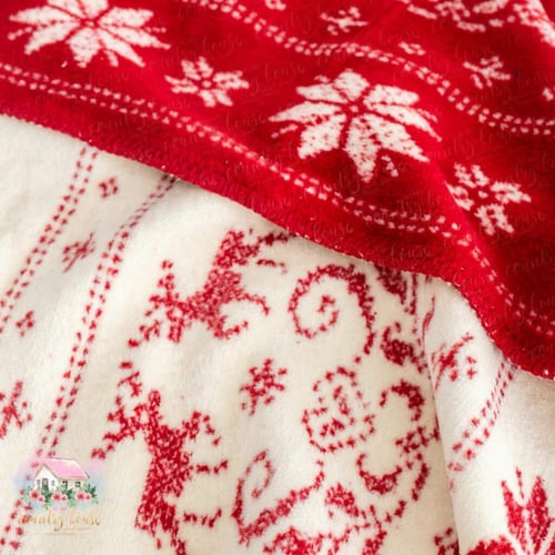 8030 بطانية شتوية أنيقة بوجهين ( أحمر وأبيض )