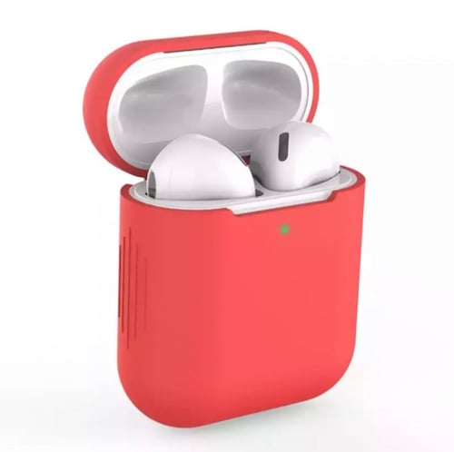 غلاف أحمر وأخضر زيتي ايربودز سادة - AirPods case