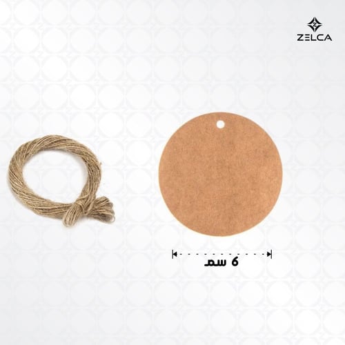 بطاقة كرافت تاق ورقي دائري مع خيط حبل (50 حبة)