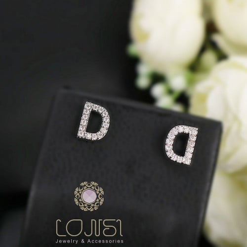 حلق زركون مطلي ( فضي )