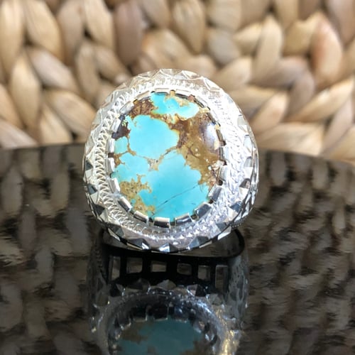 خاتم الفضة مع حجر فيروز نشابوري إيراني صياغة حجازي...