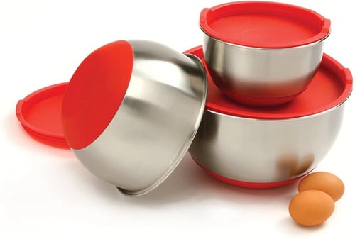 طقم وعاء ستيل بقاعدة سيليكون