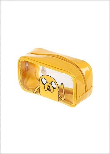 حقيبة مستحضرات التجميل الشفافة بحدود صفراء بشعار ا...