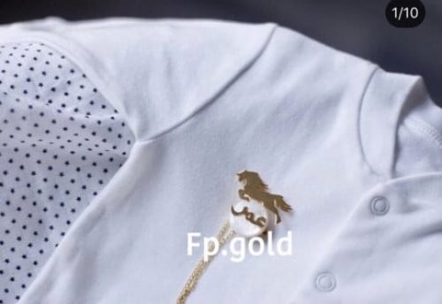 بروش صدف الحصان مطلي ذهب المقاس الصغير مع تعليقه ا...