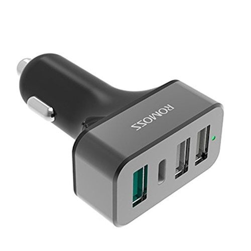 ادبتر سيارة 3مداخل USB ومدخل تايب سي من ROMOSS بقو...