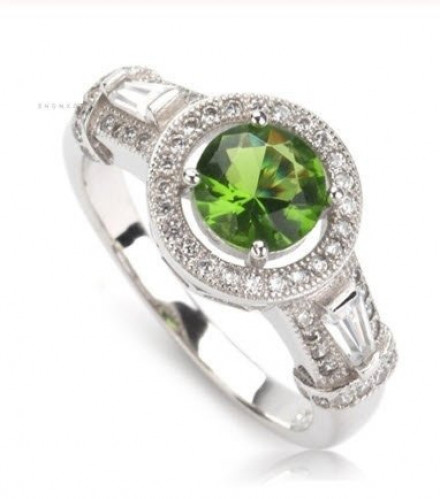 خاتم نسائي مطلي بالفضة ومزين بالزركون الكوبي مقاس...