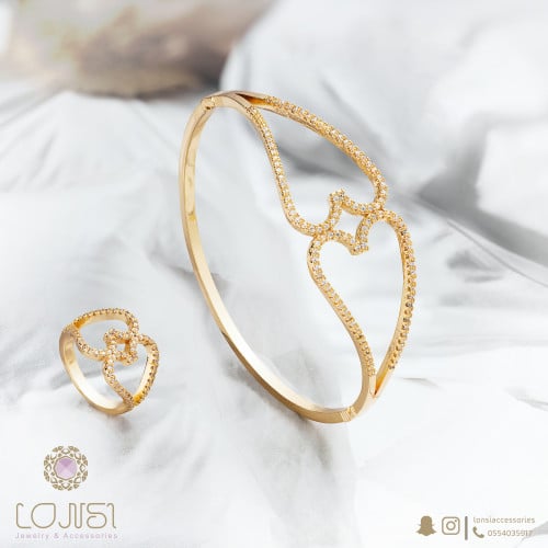 اسوارة وخاتم زركون مطلي
