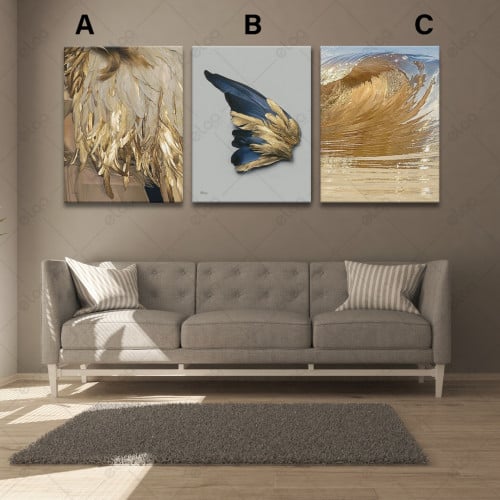 لوحات جدارية مناظر طبيعية ريش ذهبي