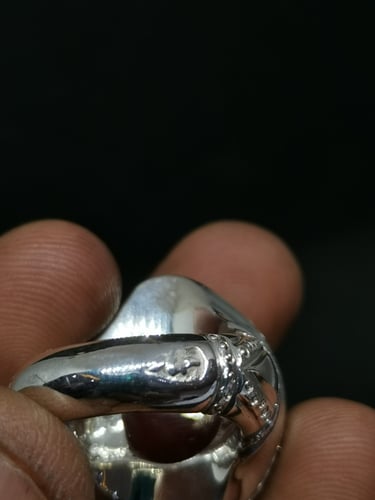 خاتم الفضة بحجر عقيق يماني كبدي مترش بصياغة حمادة...