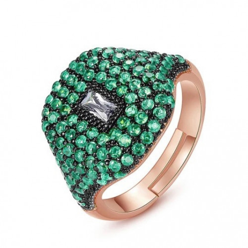 خاتم مربع فُل زركون : روز قولد اخضر