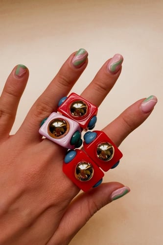 خاتم مكس : ابيض واورنج