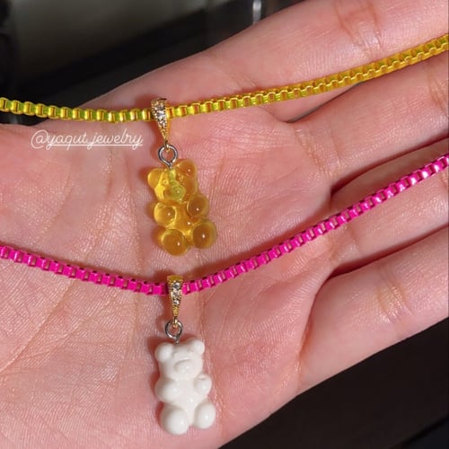 سلسال جنزير عنابي تيدي بير : ابيض