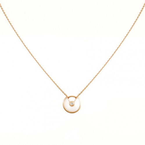 سلسال أموليت روز قولد : حجر صدف لؤلؤي