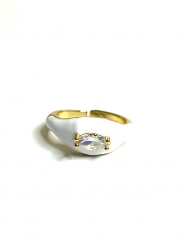 خاتم فص زركون : ابيض