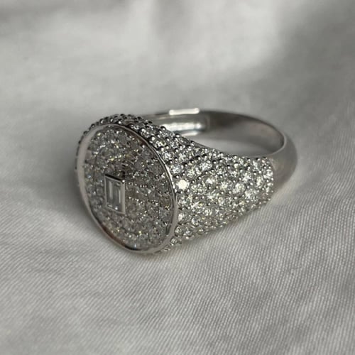 خاتم خنصر دائري فُل زركون : ابيض