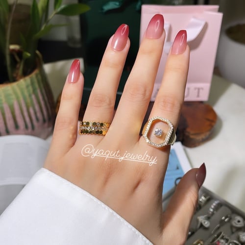 خاتم حجر الزركون مربع : قولد