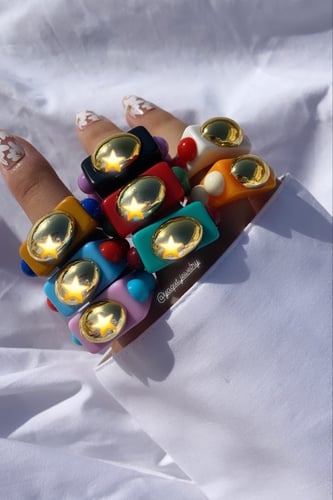 خاتم مكس : اخضر وعنابي