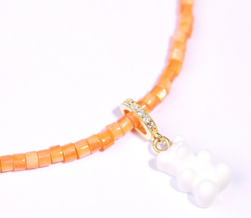 سلسال حجر تيدي بير : ابيض باورنج