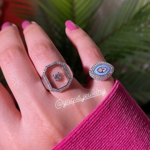 خاتم حجر الزركون مربع : سلڤر