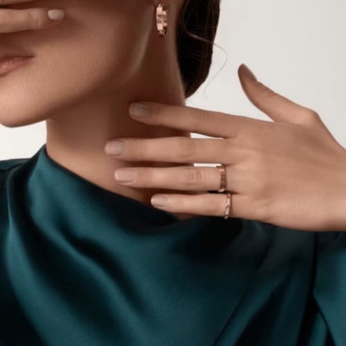 خاتم love فُل زركون نحيف : روز قولد