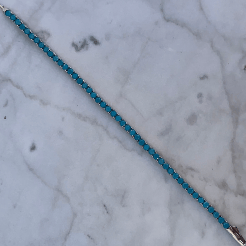 اسواره التنس حجر فيروزي 3mm : سلڤر