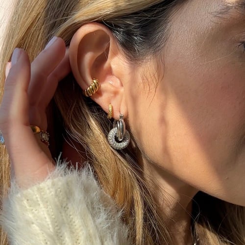 حلق دائري مميز مُطعم بالزركون : سلڤر