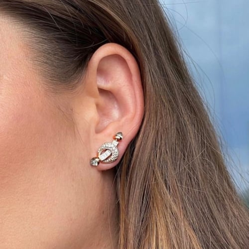 حلق الاحجار الكريمة سلڤر : ابيض