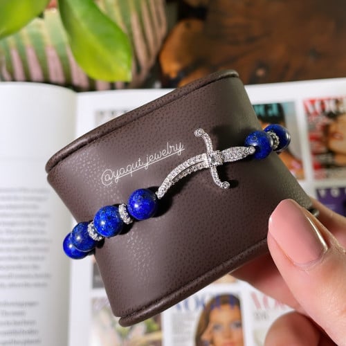 اسواره سيف الاحجار الكريمة سلڤر : حجر ازرق