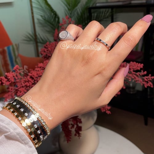 خاتم خنصر دائري فُل زركون : ابيض