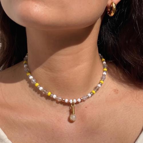 H) Summer Candy Gemstone Handmade Necklace / Chock...