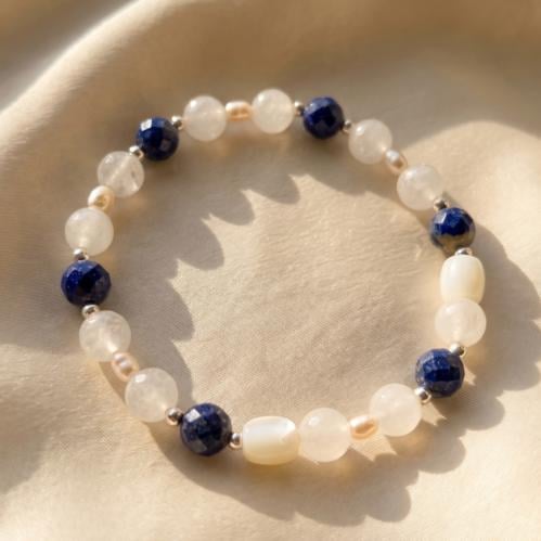 Lapis lazuli x Moonstone x Freshwater Pearls x Mot...