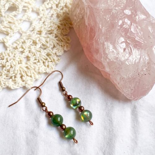 Green Agate x Copper Earrings